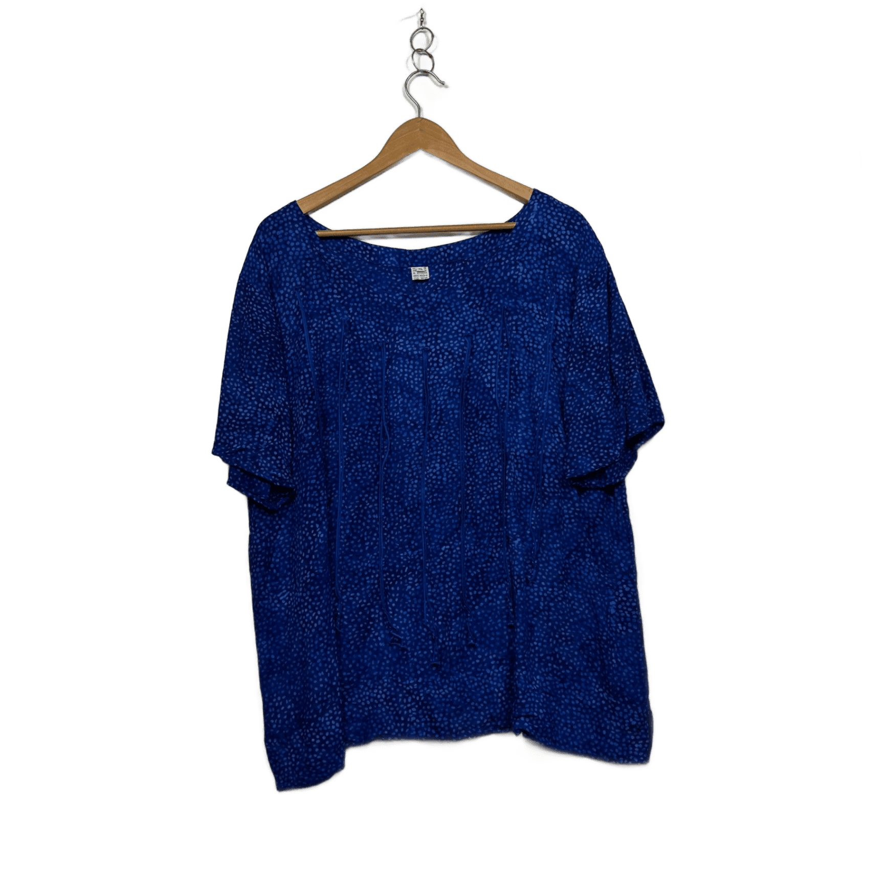 Blue Rayon Short Sleeve Scoop Neck Casual Blouse Top Size XL 14 16