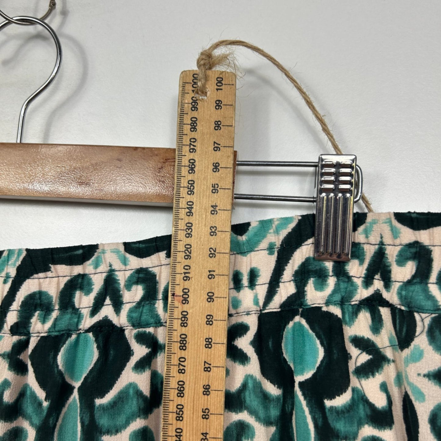 Sussan Green Black Boho Maxi Lined Cotton Skirt Size 16