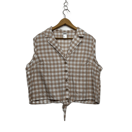 Anko Cropped Cotton Blend Sleeveless Gingham Check Top Size 18