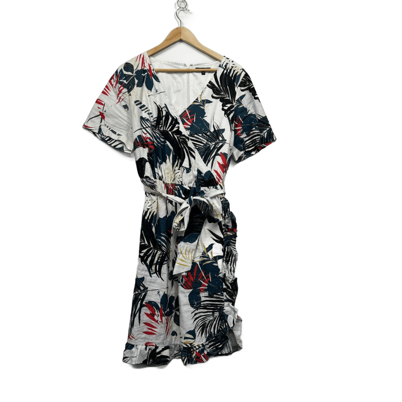 Basque Multicoloured Floral Wrap Dress Size 16