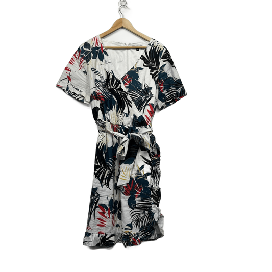 Basque Multicoloured Floral Wrap Dress Size 16