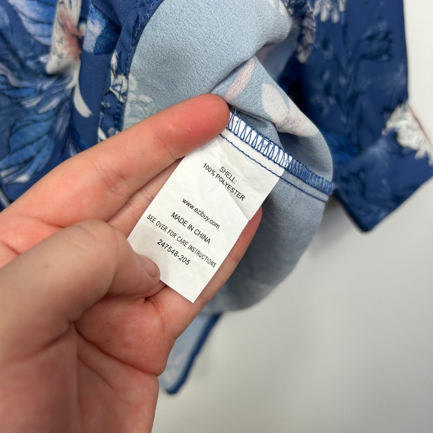 Capture Blue Long Sleeve V-Neck Floral Blouse Top Size 20