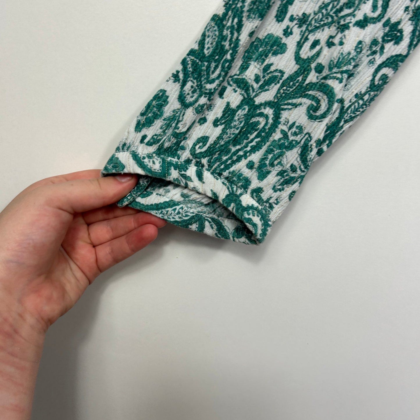 Autograph Women's Green White 3/4 Sleeve Paisley Print Blouse Top Size 18