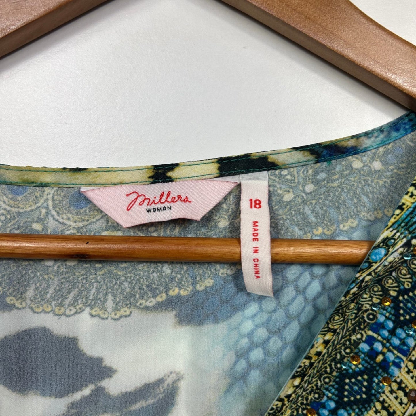 Millers  Multicoloured Short Sleeve Boho Kaftan Top Size 18 Embellished