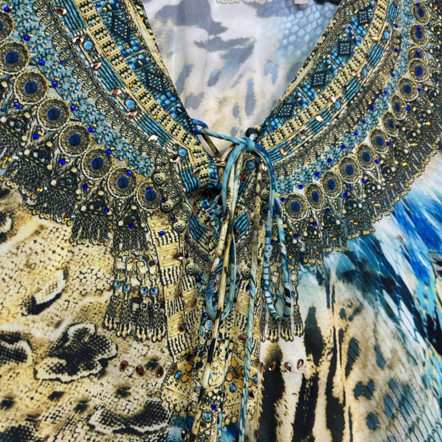 Millers  Multicoloured Short Sleeve Boho Kaftan Top Size 18 Embellished