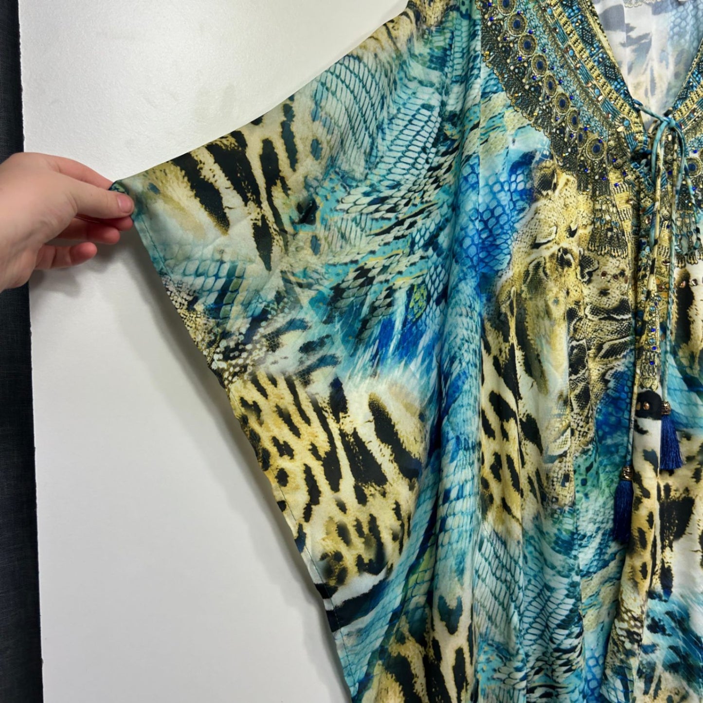 Millers  Multicoloured Short Sleeve Boho Kaftan Top Size 18 Embellished