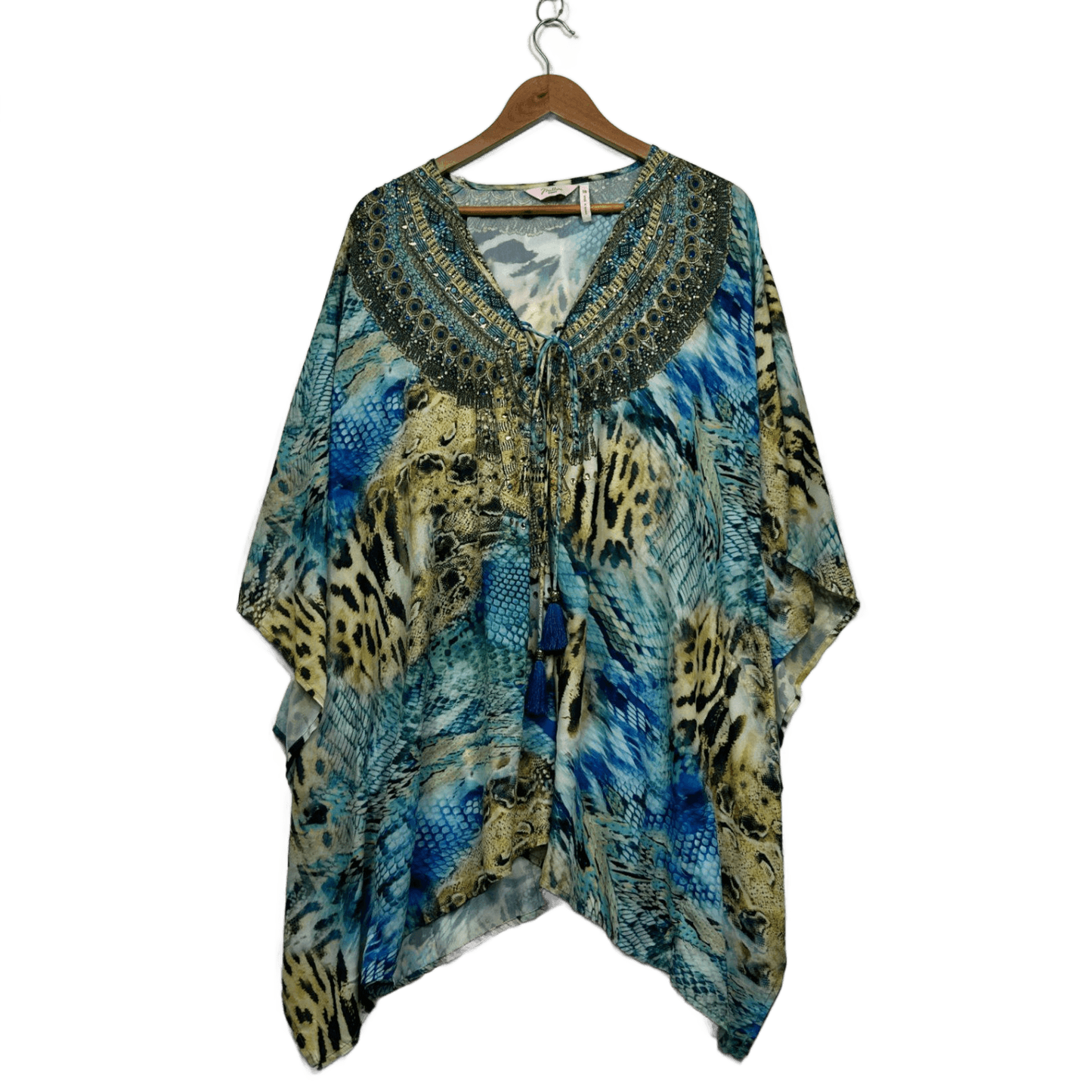 Millers  Multicoloured Short Sleeve Boho Kaftan Top Size 18 Embellished