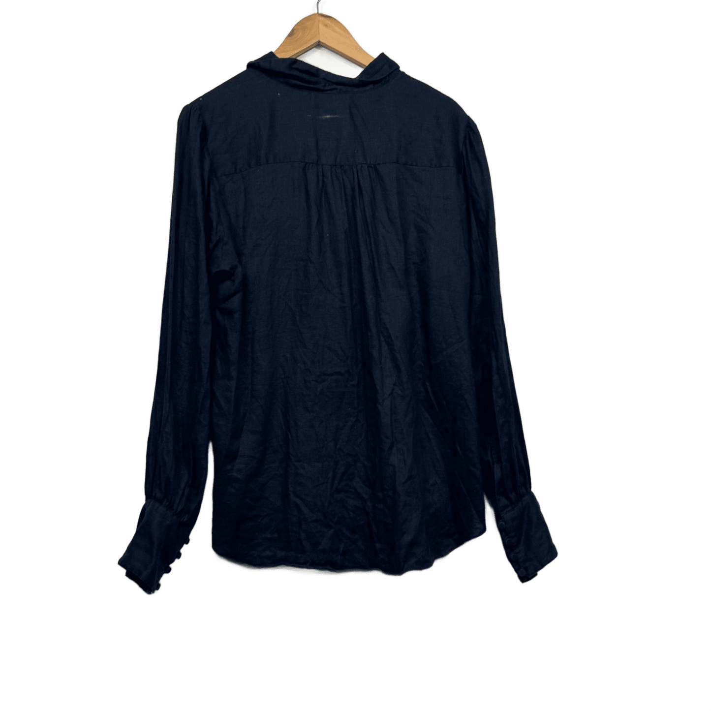 Witchery Women's Navy Linen Long Sleeve Button Up Shirt Blouse Size 18