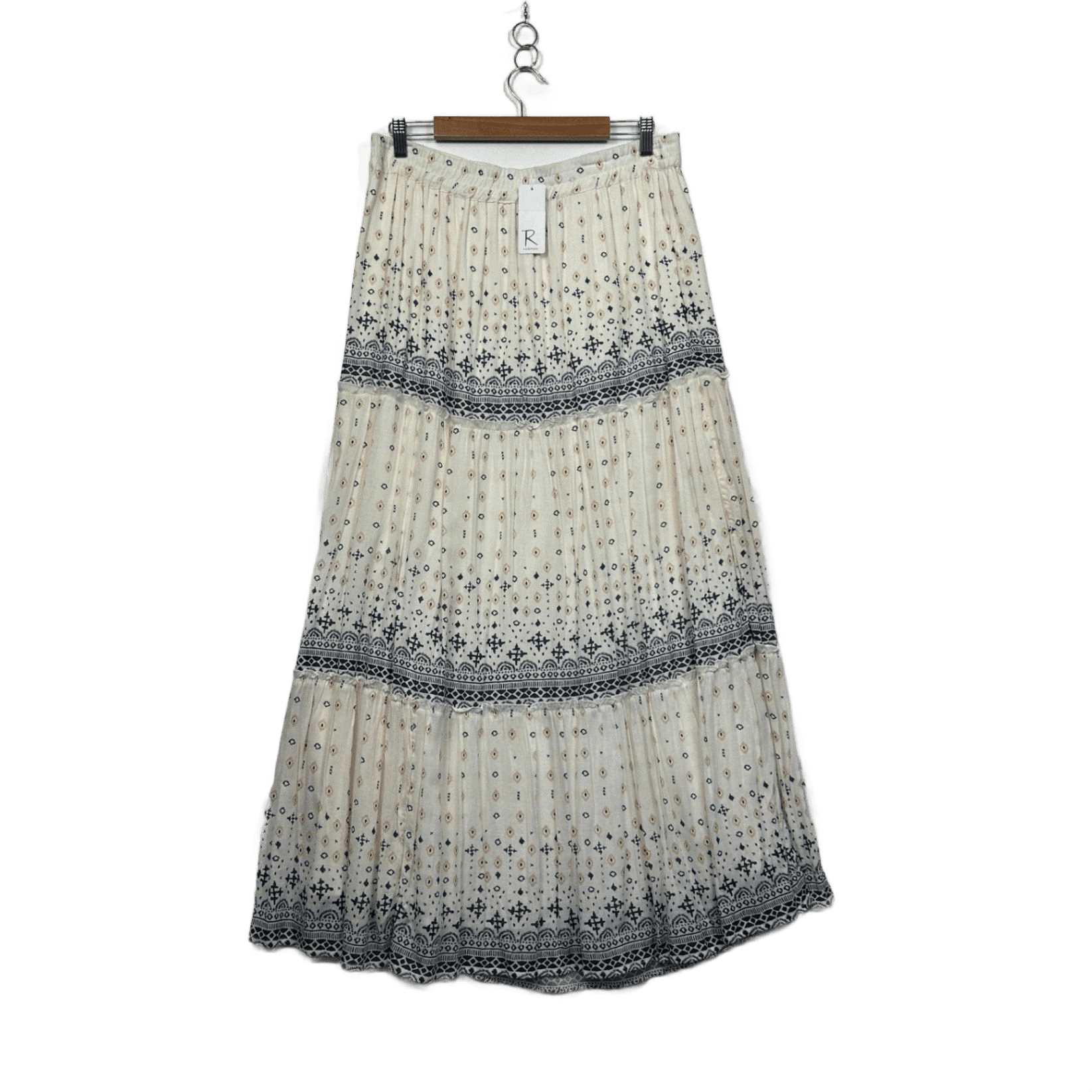 New Rockmans Cream Tribal Maxi Boho Skirt Size 14
