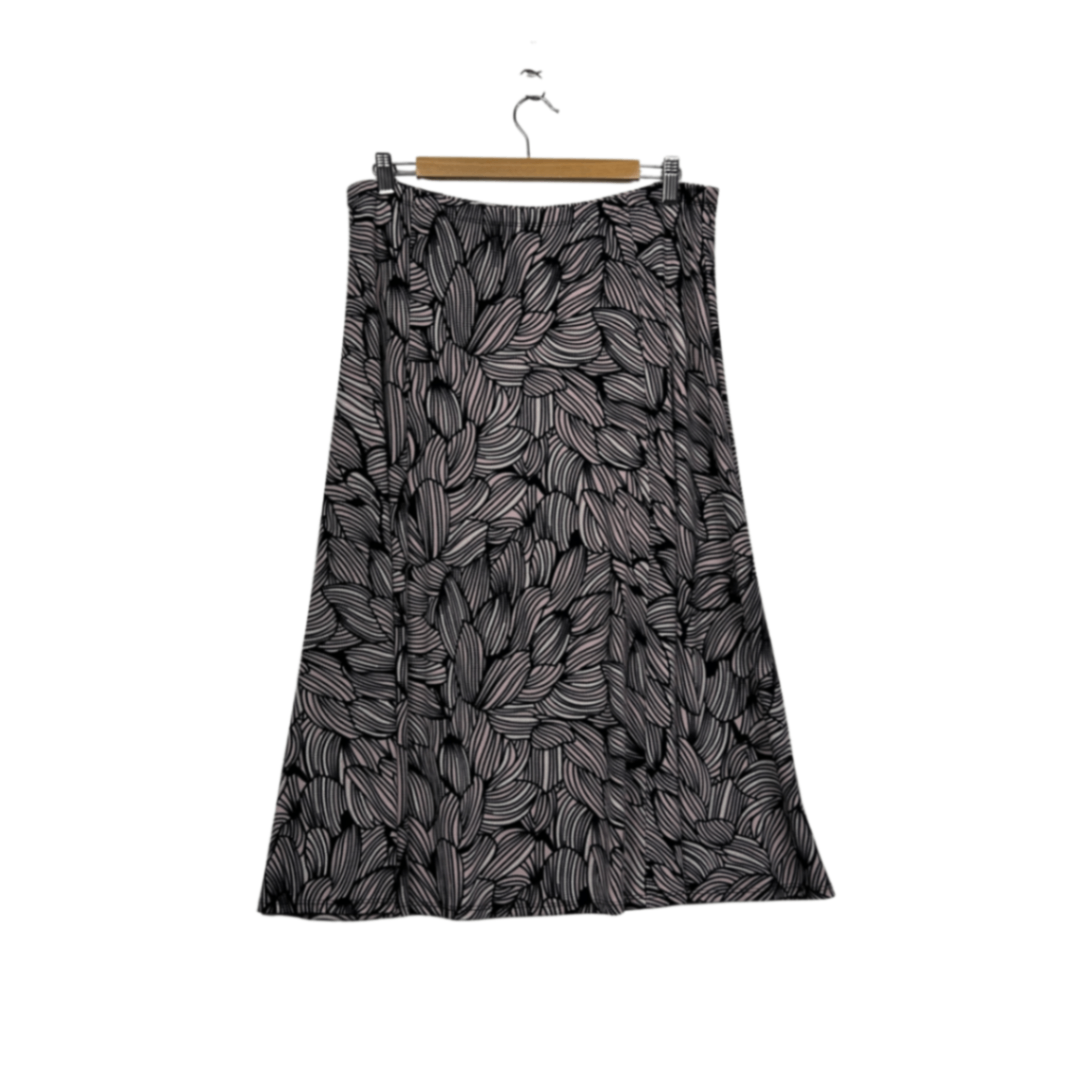 New Noni B Black Puff Print Midi Stretch Waistband A-Line Skirt Size 14