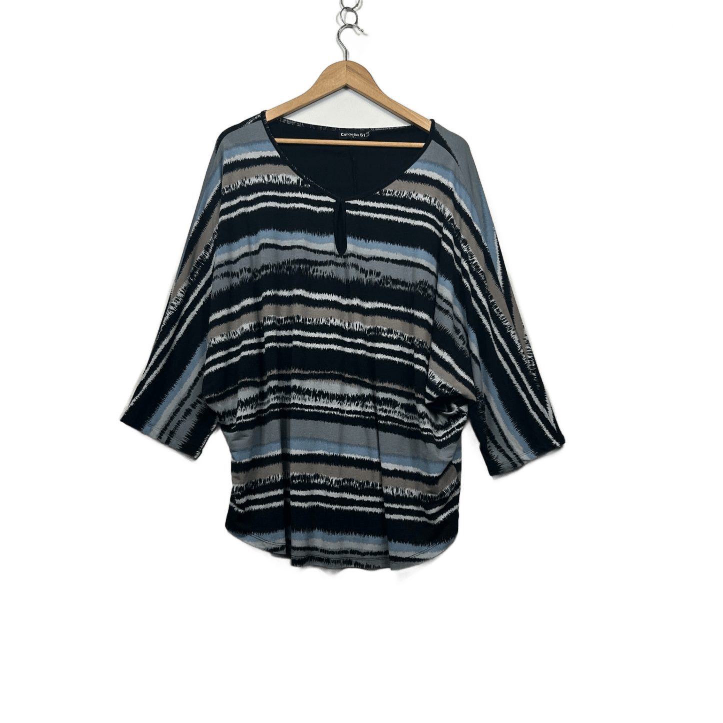 Cordelia St Women's Blue Black Beige Top Blouse Size 18