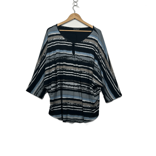 Cordelia St Women's Blue Black Beige Top Blouse Size 18