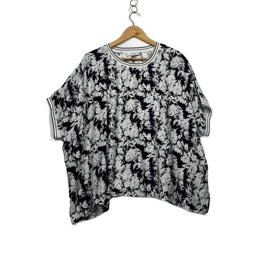 Et Alia Black White Short Sleeve Boxy Blouse Size 20 XXXL New Zealand Designer