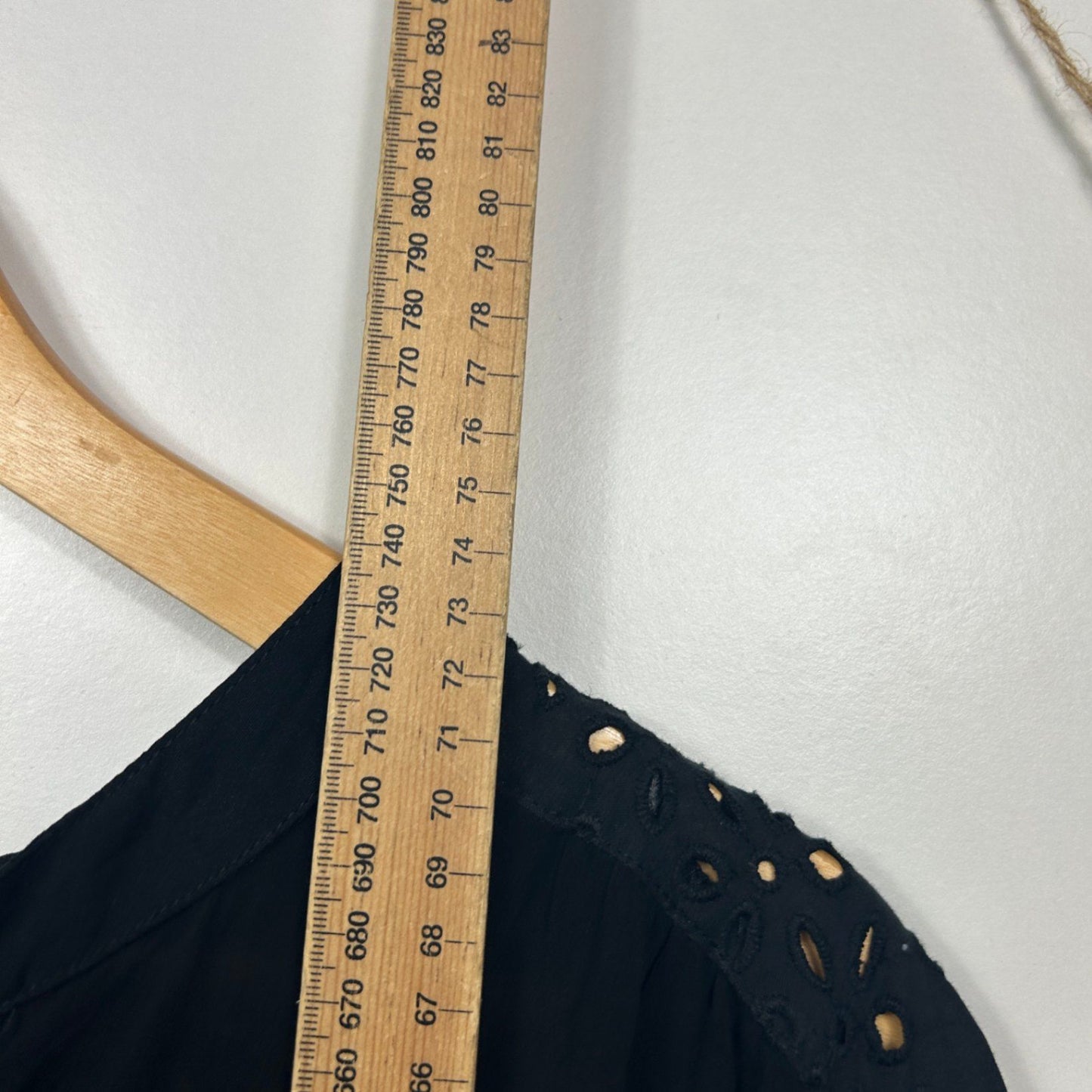 Alexia Womens Black Cotton Long Sleeve Broderie Embroidered Blouse Size 26