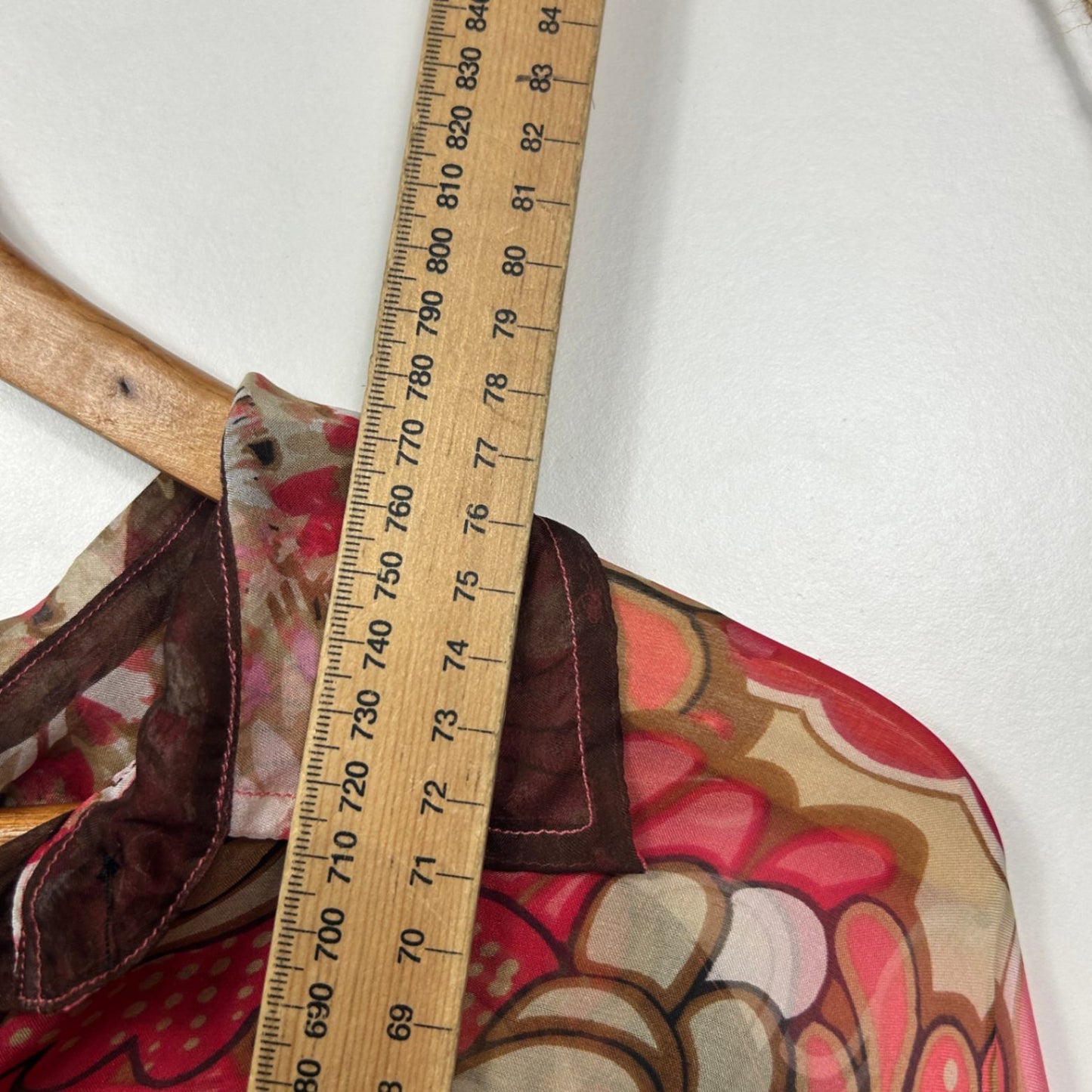 Queen of Everything Silk Pink Floral Long Sleeve Top Size 14 - 16 (3)