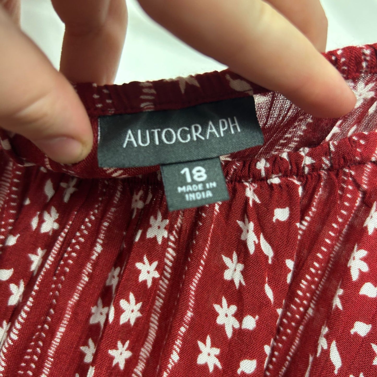 Autograph Women's Red Viscose Long Bell Sleeve Crew Neck Boho Blouse Size 18