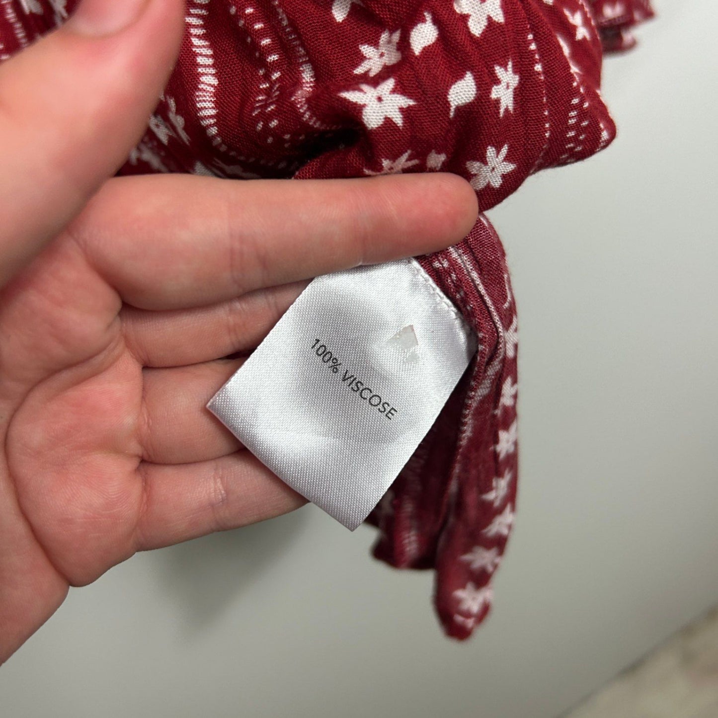 Autograph Women's Red Viscose Long Bell Sleeve Crew Neck Boho Blouse Size 18