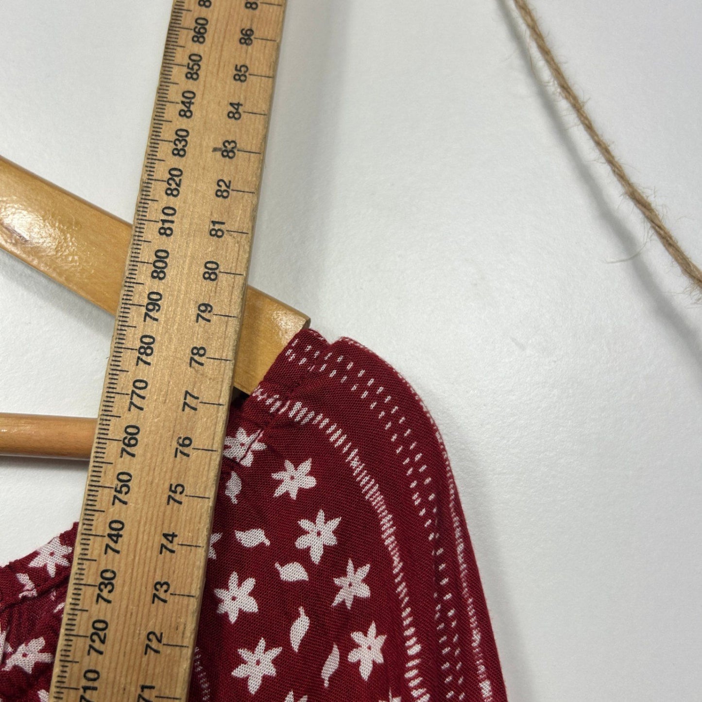 Autograph Women's Red Viscose Long Bell Sleeve Crew Neck Boho Blouse Size 18