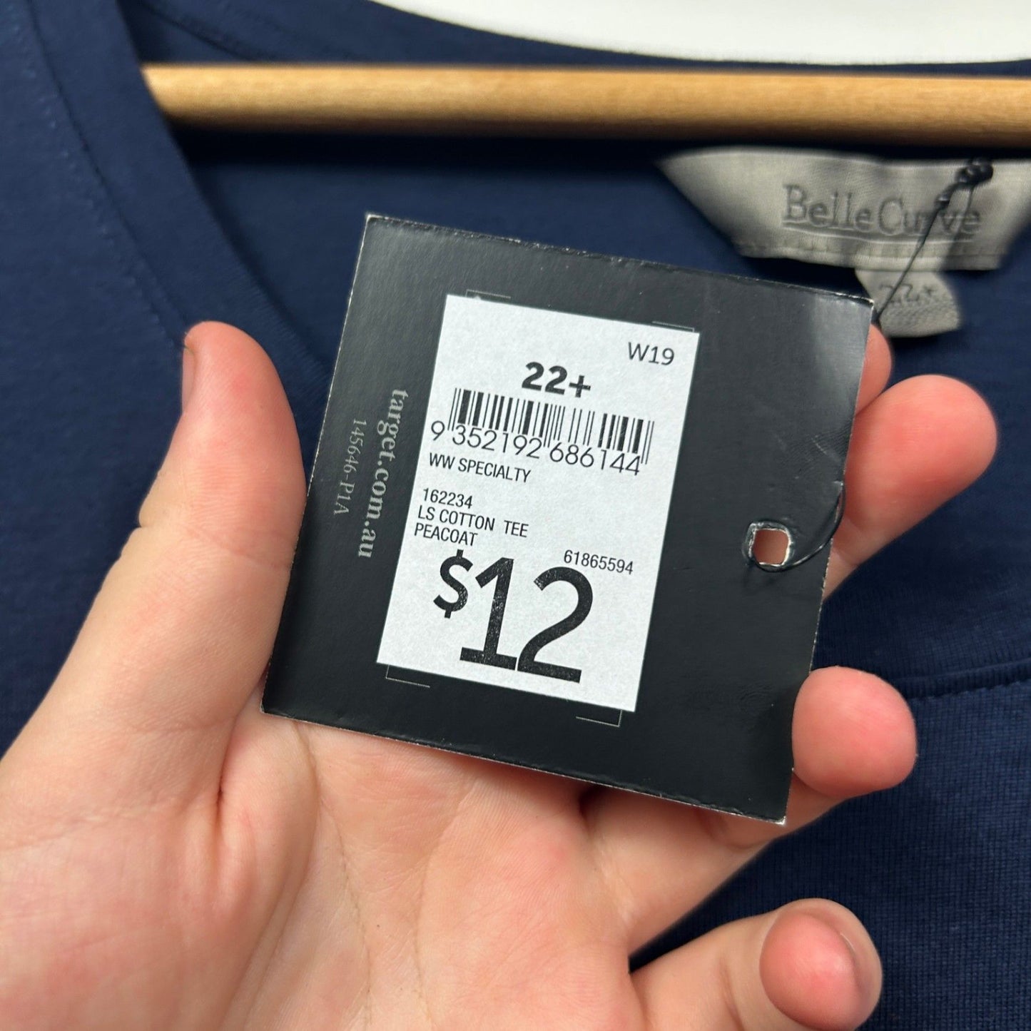 New Belle Curve Womens Blue Crew Neck Basic Long Sleeve T-Shirt Size 22 Plus