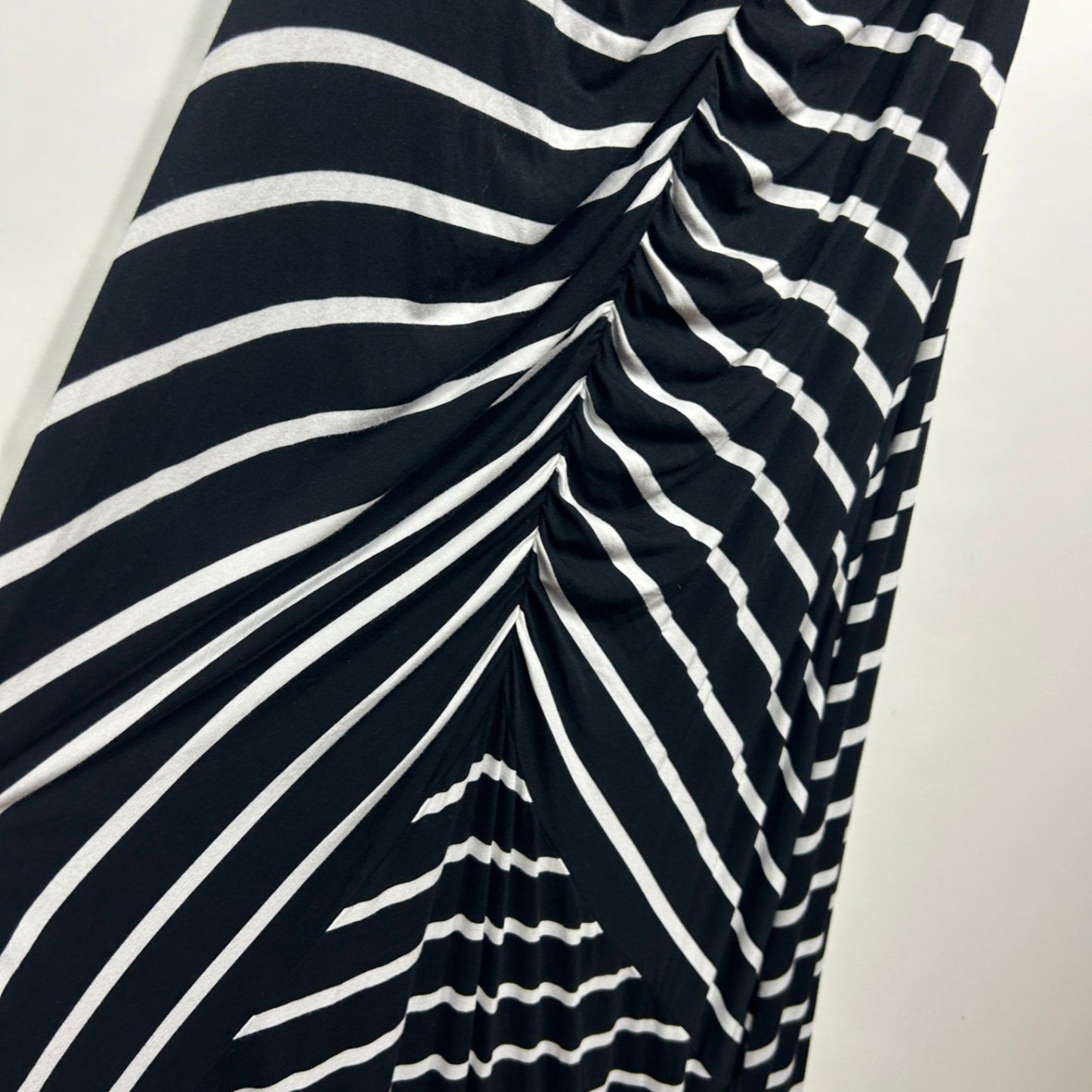 Flower Womens Black White Long Sleeve Striped Rayon Dress Size 16 Stretch