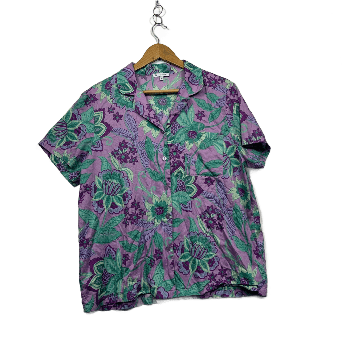 Target Womens Purple Short Sleeve Collared Button Up Shirt Blouse Size XL 16