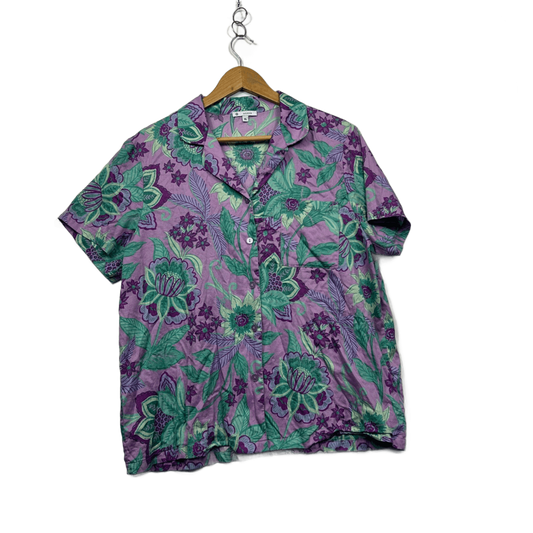 Target Womens Purple Short Sleeve Collared Button Up Shirt Blouse Size XL 16