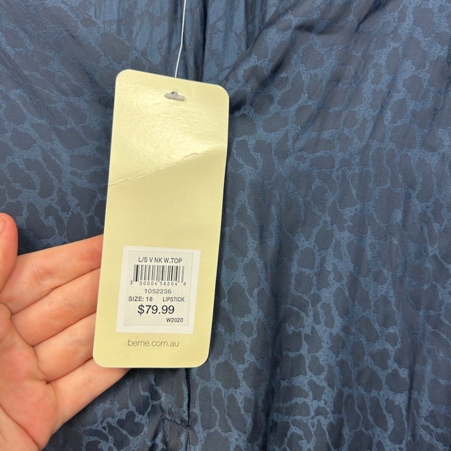 New Beme Women's Navy Long Sleeve V Neck Workwear Top Blouse Size 18