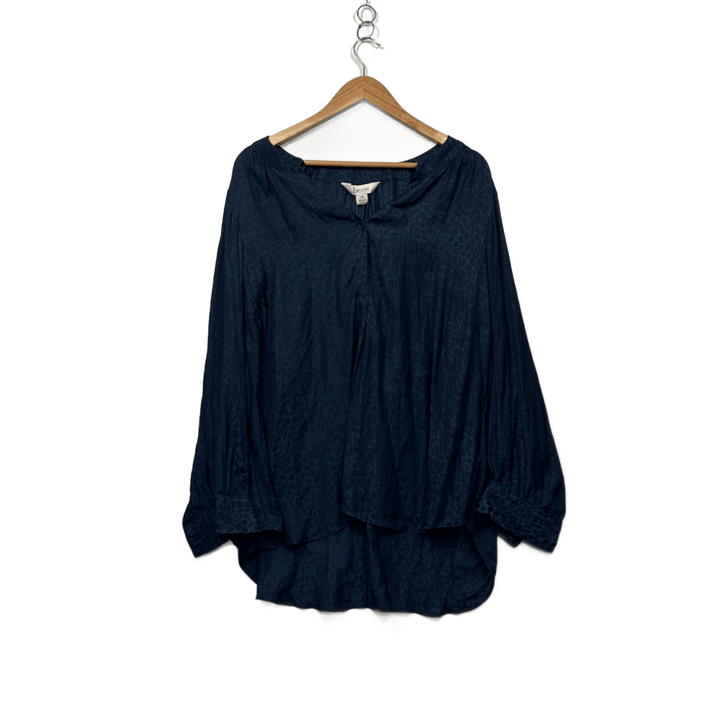 New Beme Women's Navy Long Sleeve V Neck Workwear Top Blouse Size 18