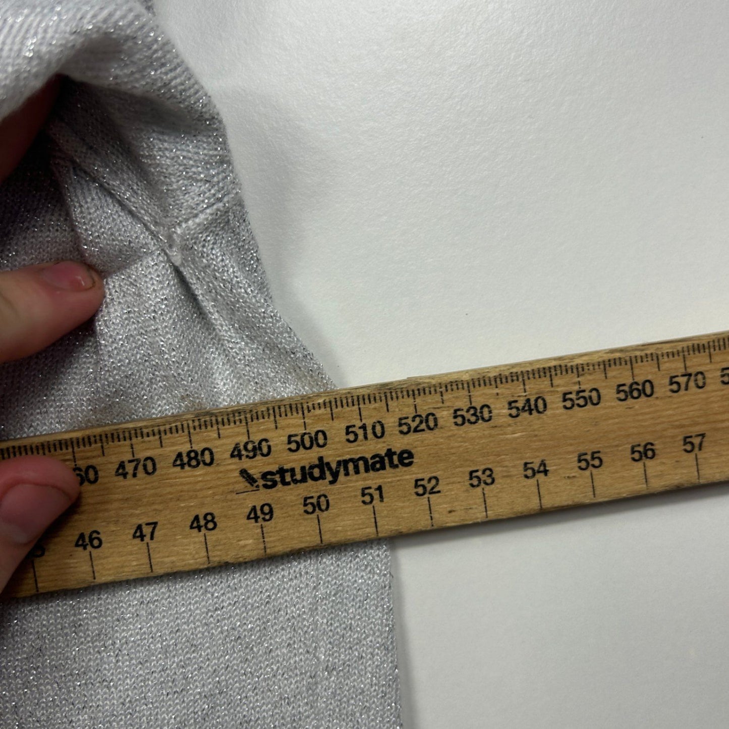 Wombat Silver Metallic Beaded Long Sleeve V-Neck Open Front Top Size 2XL 16 18