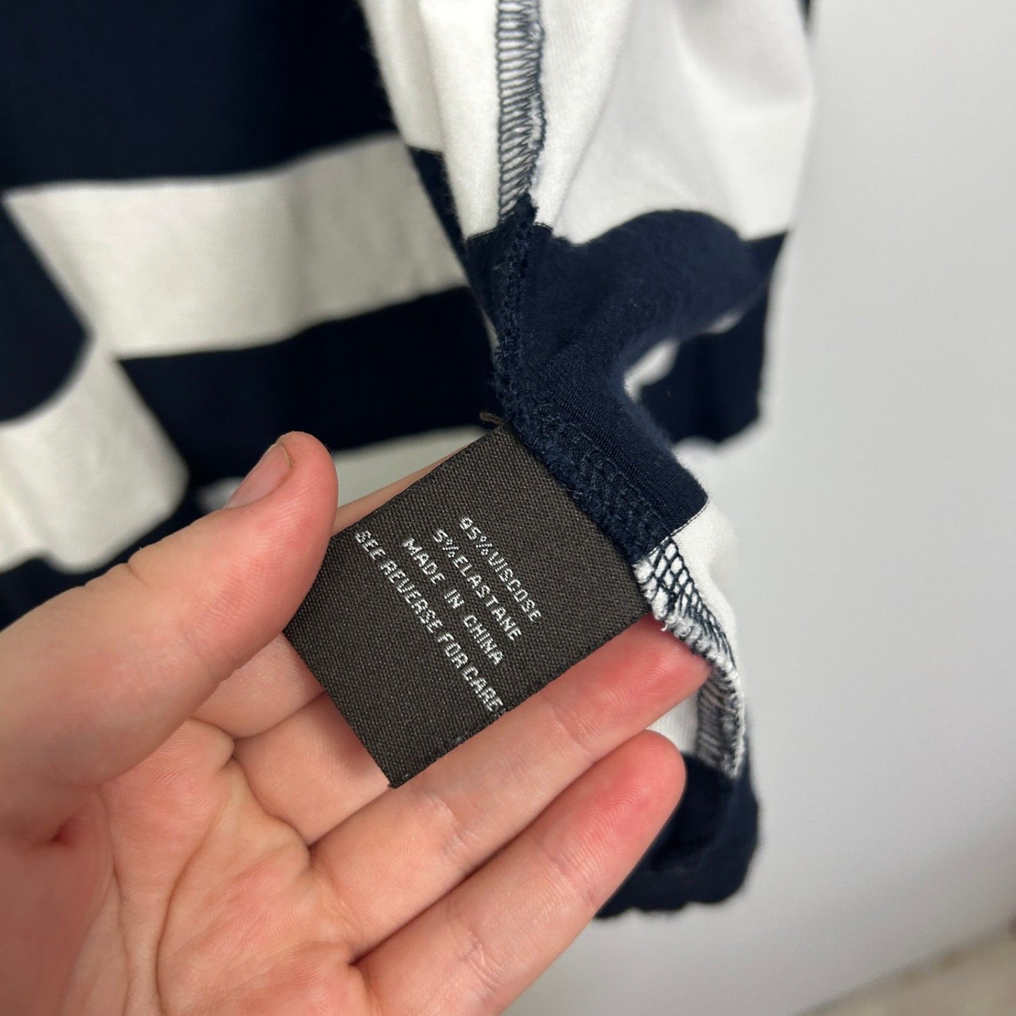 Maggie T Navy White Striped  Front Cardigan Jacket Top Size 16 18