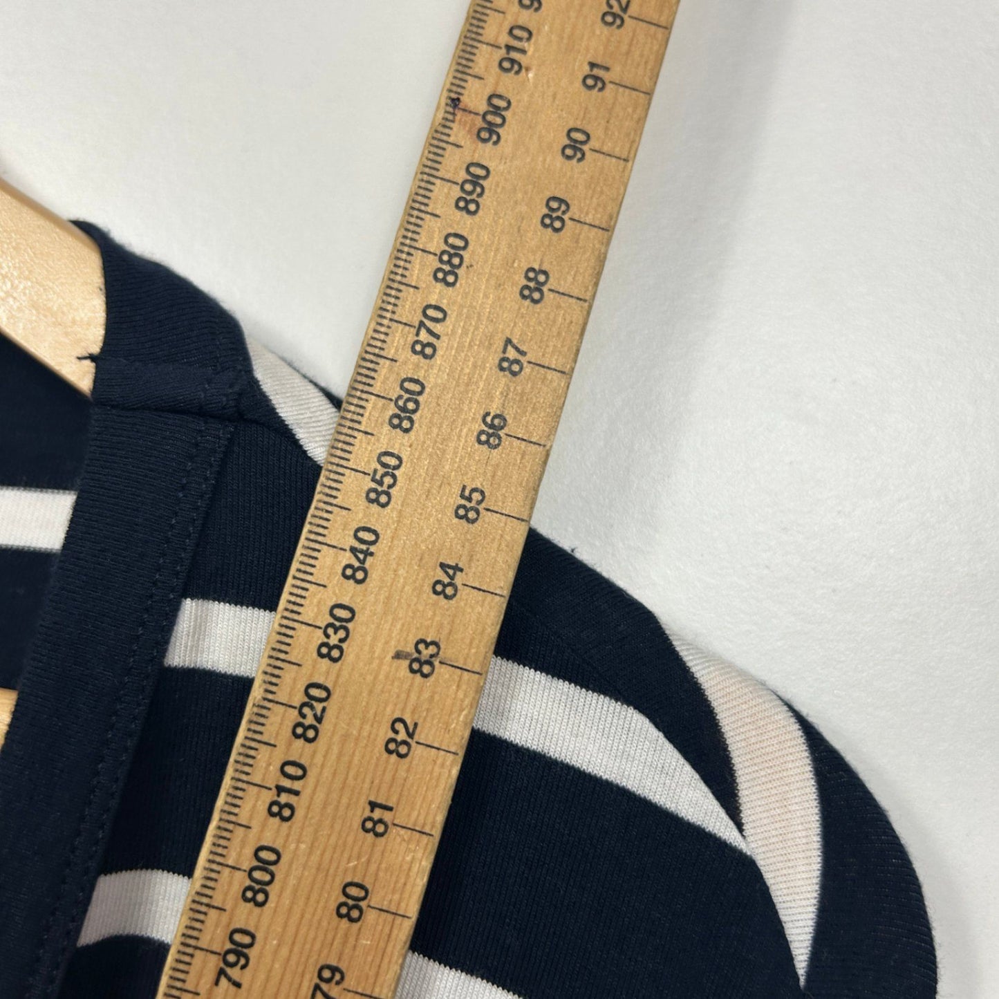 Maggie T Navy White Striped  Front Cardigan Jacket Top Size 16 18