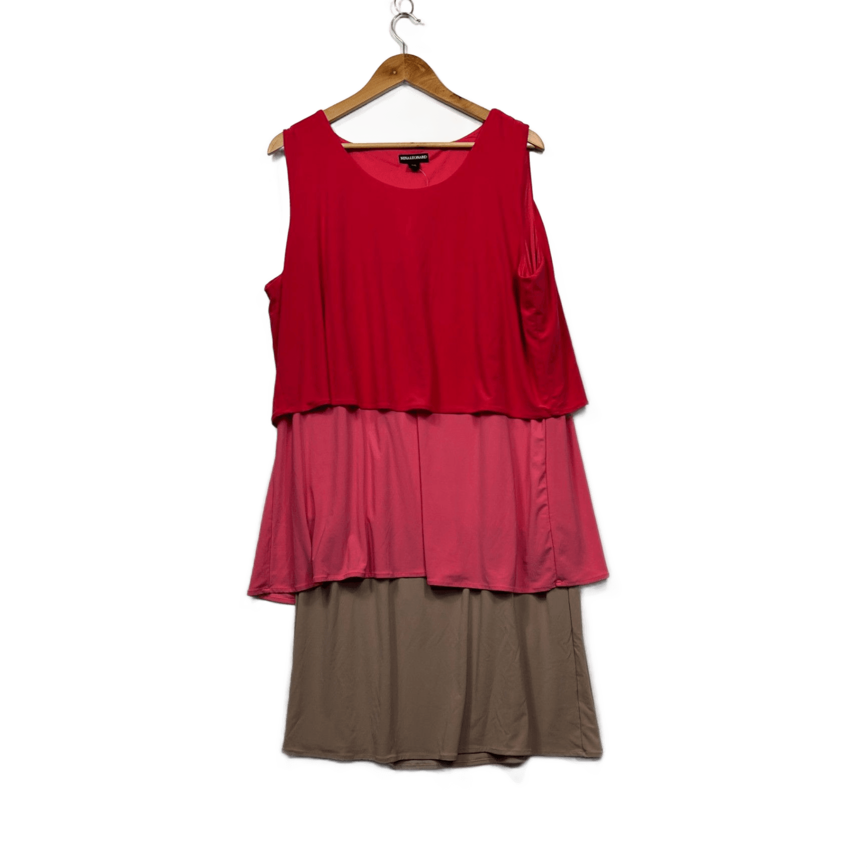 Nina Leonard Sleeveless Layered Dress Size 2XL 16 18