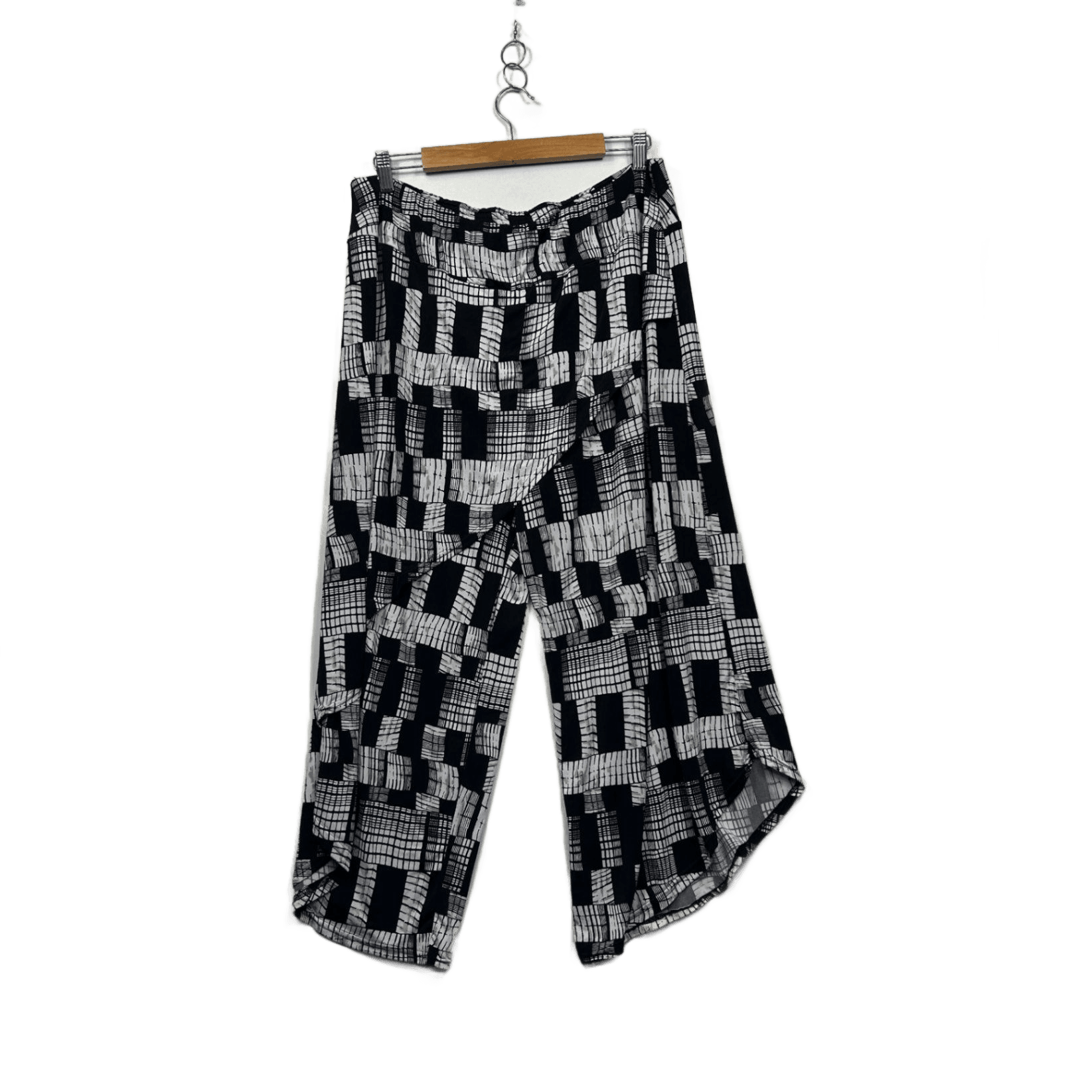 RTM Pants Plus Size 20 Black White Cropped Wide Leg Trousers Pants