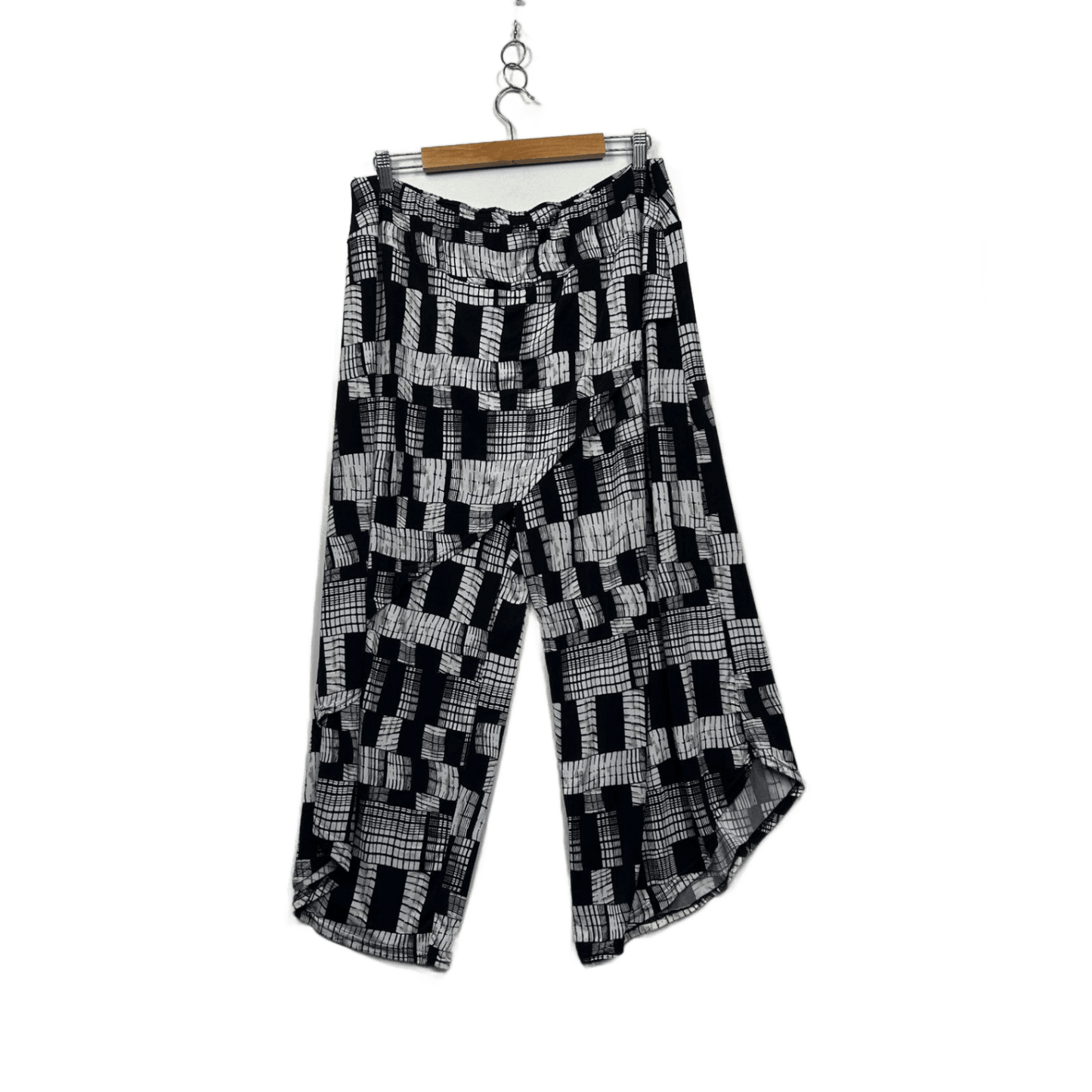 RTM Pants Plus Size 20 Black White Cropped Wide Leg Trousers Pants