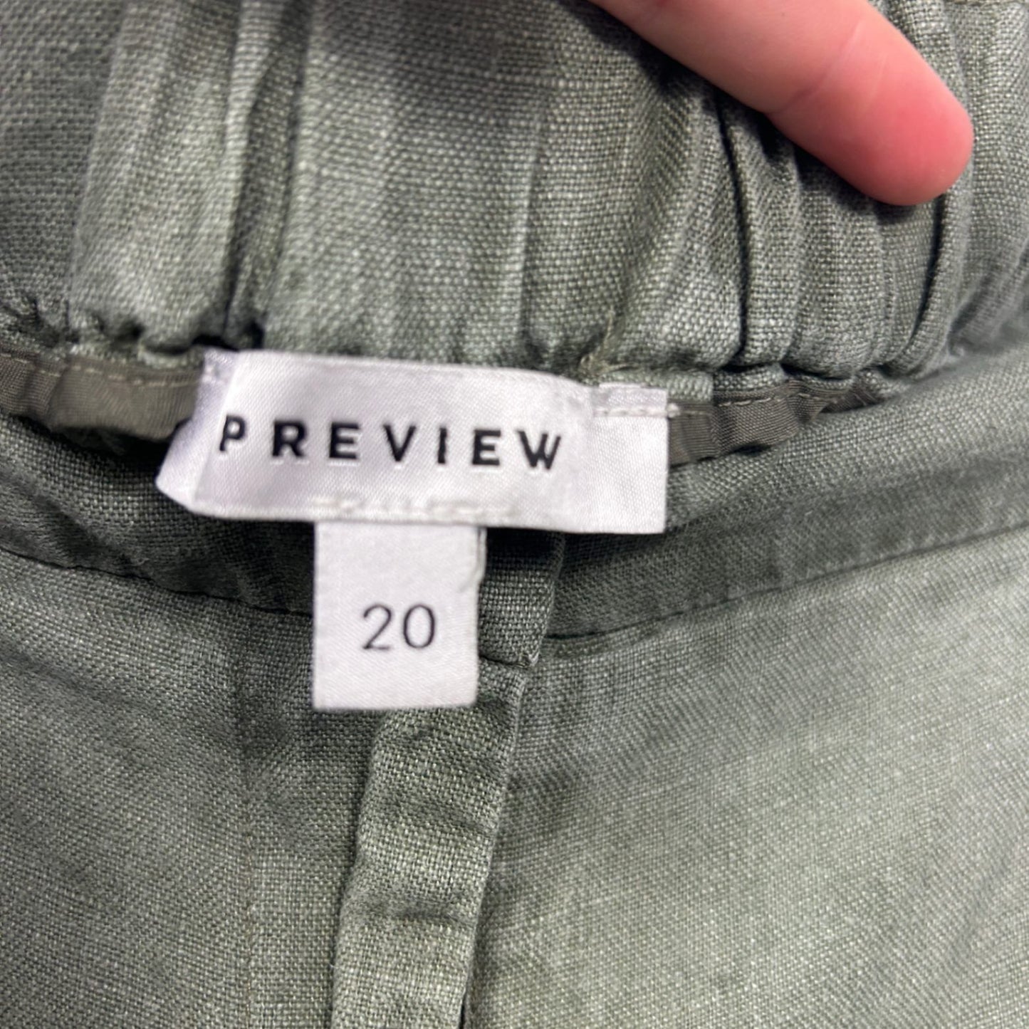 Preview Green Linen Blend Wide Leg Trousers Pants Size 20 Pockets