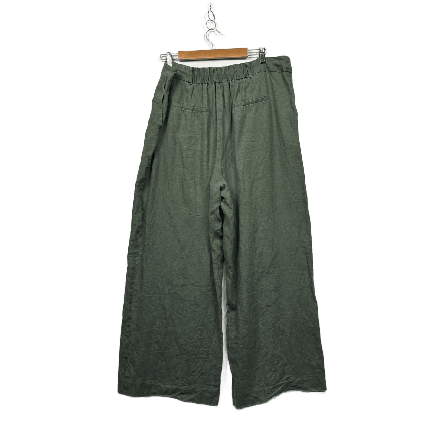 Preview Green Linen Blend Wide Leg Trousers Pants Size 20 Pockets