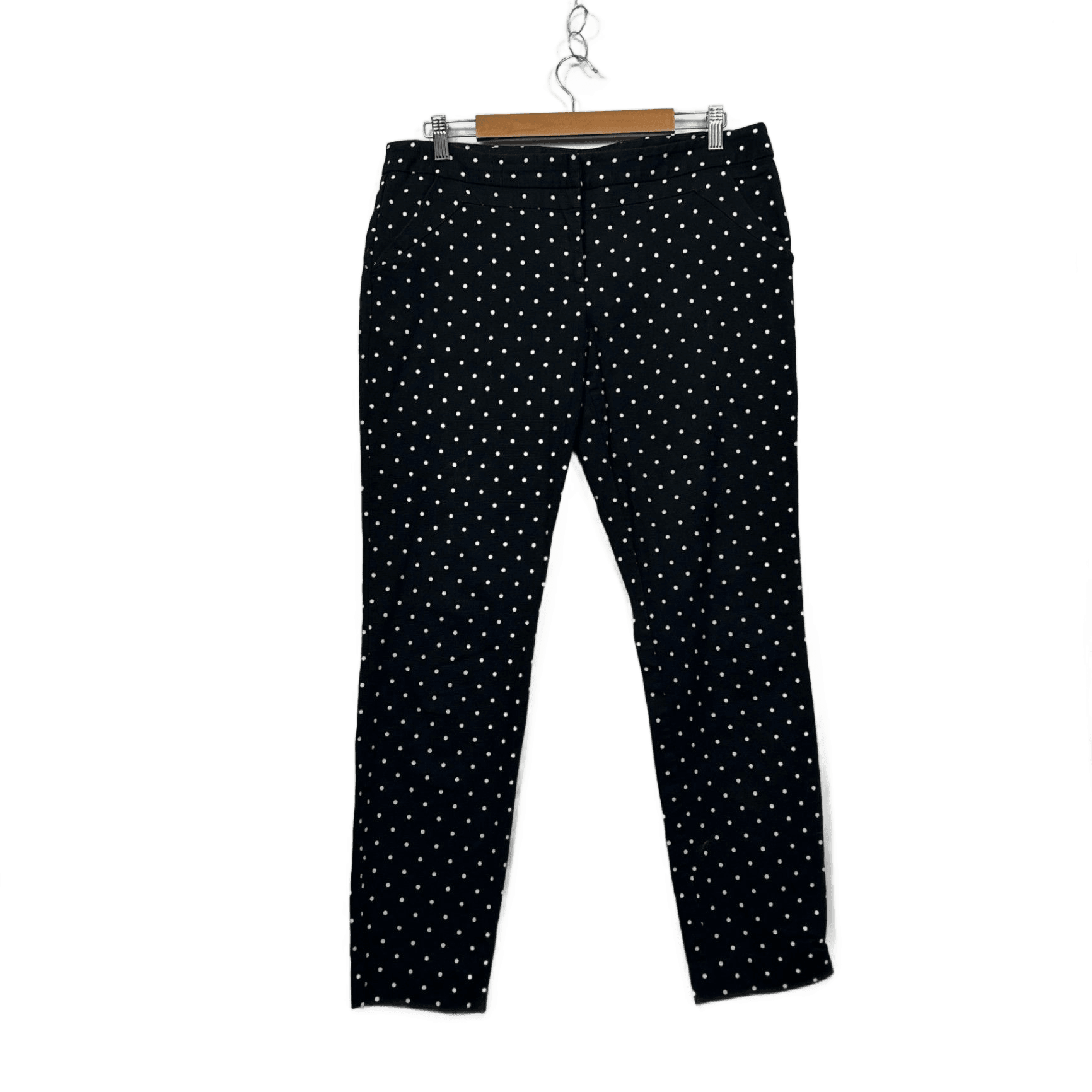Cue Black White Polka Dots Pants Trousers Size 14 Corduroy Pockets