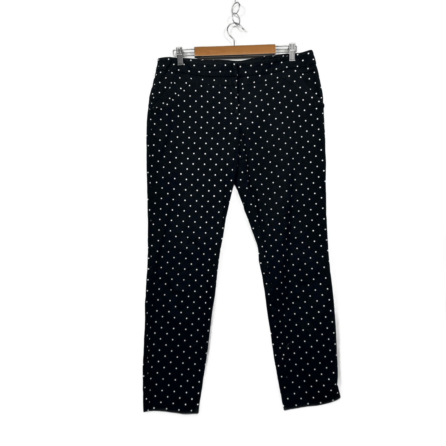 Cue Black White Polka Dots Pants Trousers Size 14 Corduroy Pockets