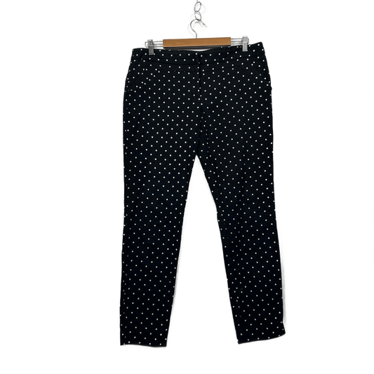 Cue Black White Polka Dots Pants Trousers Size 14 Corduroy Pockets