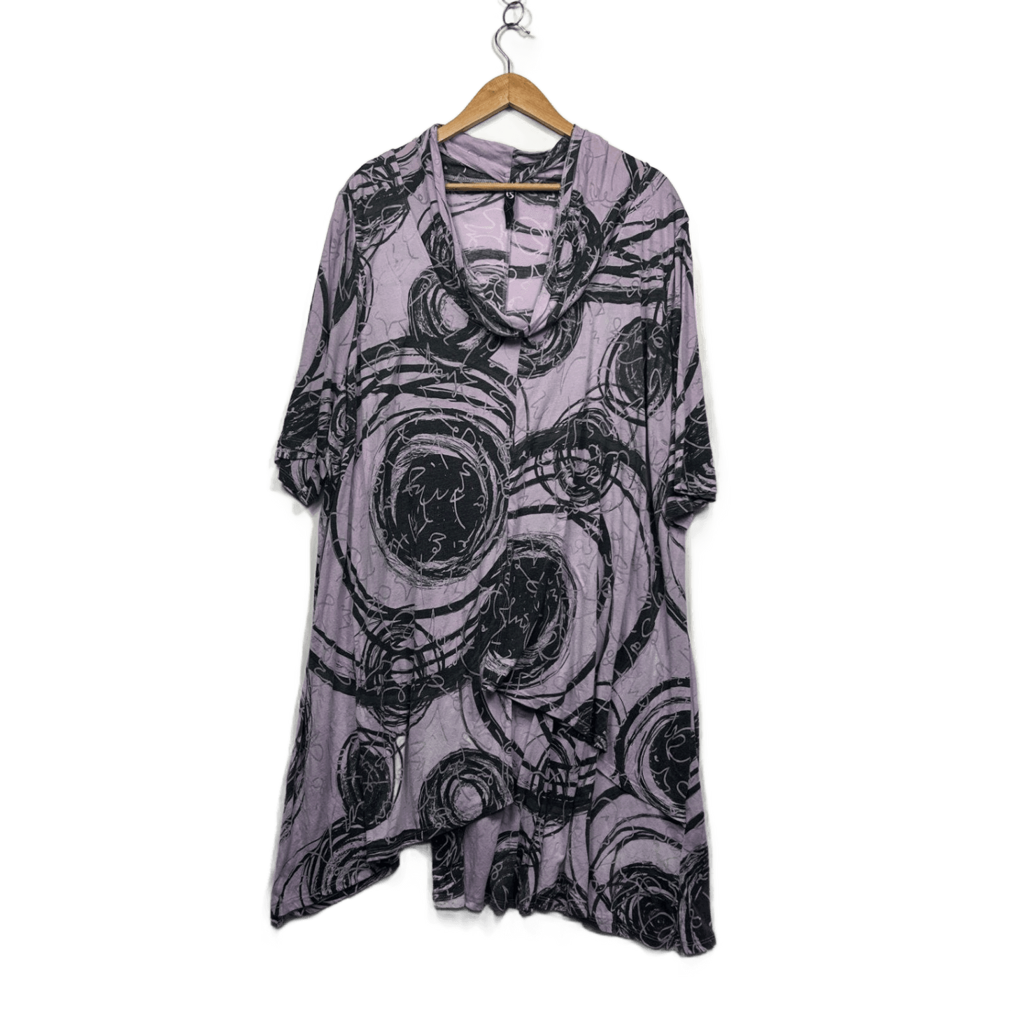 Taking Shape Lilac Black Knee Length Cowl Neck Tunic Dress Size 22 Plus XL