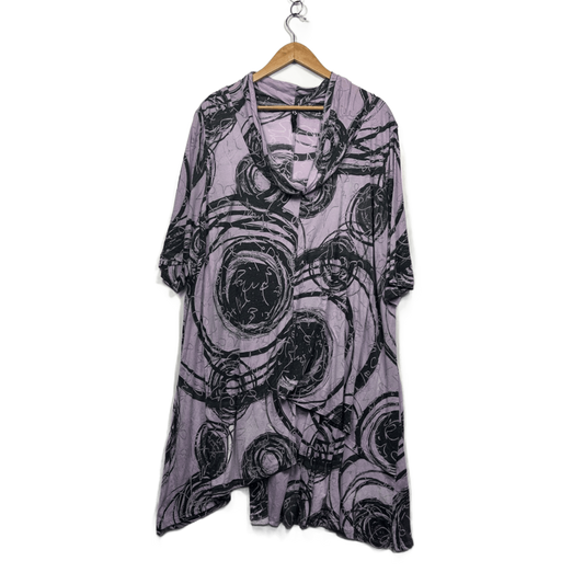 Taking Shape Lilac Black Knee Length Cowl Neck Tunic Dress Size 22 Plus XL