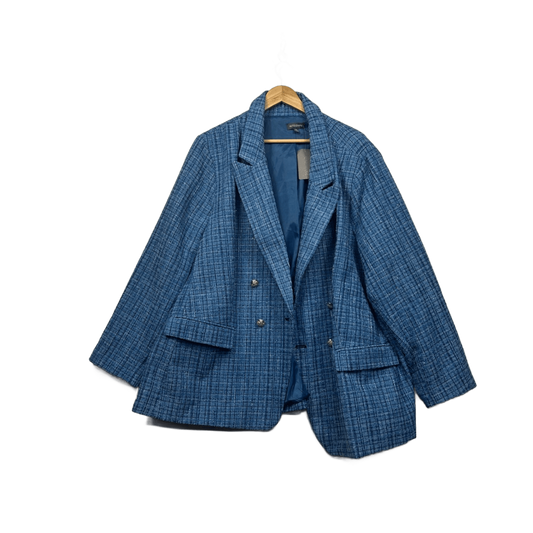 New Autograph Textured Blue Blazer Jacket Size 28 Double Breasted