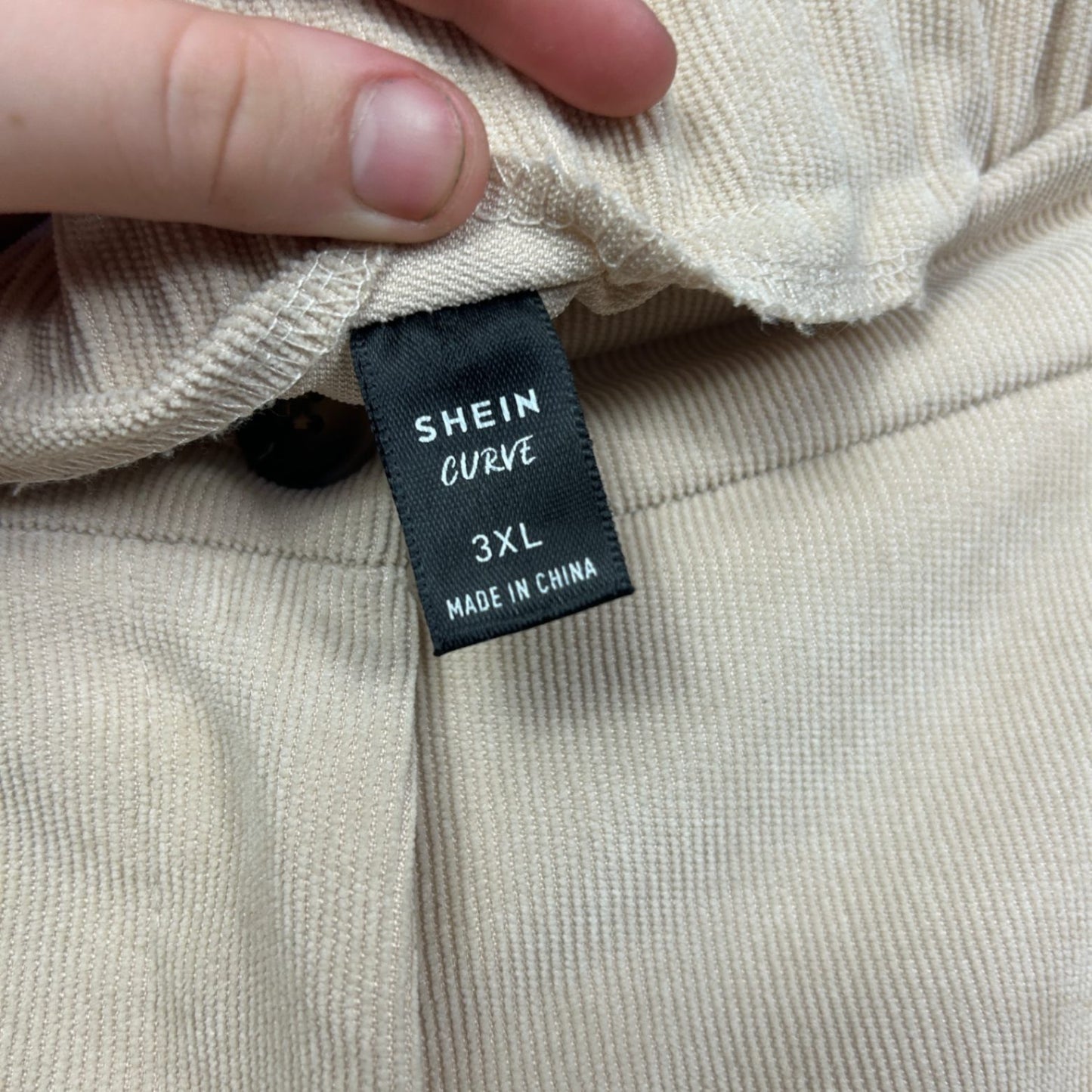 SHEIN Curve Womens Beige Corduroy Wide Leg Trousers 3XL