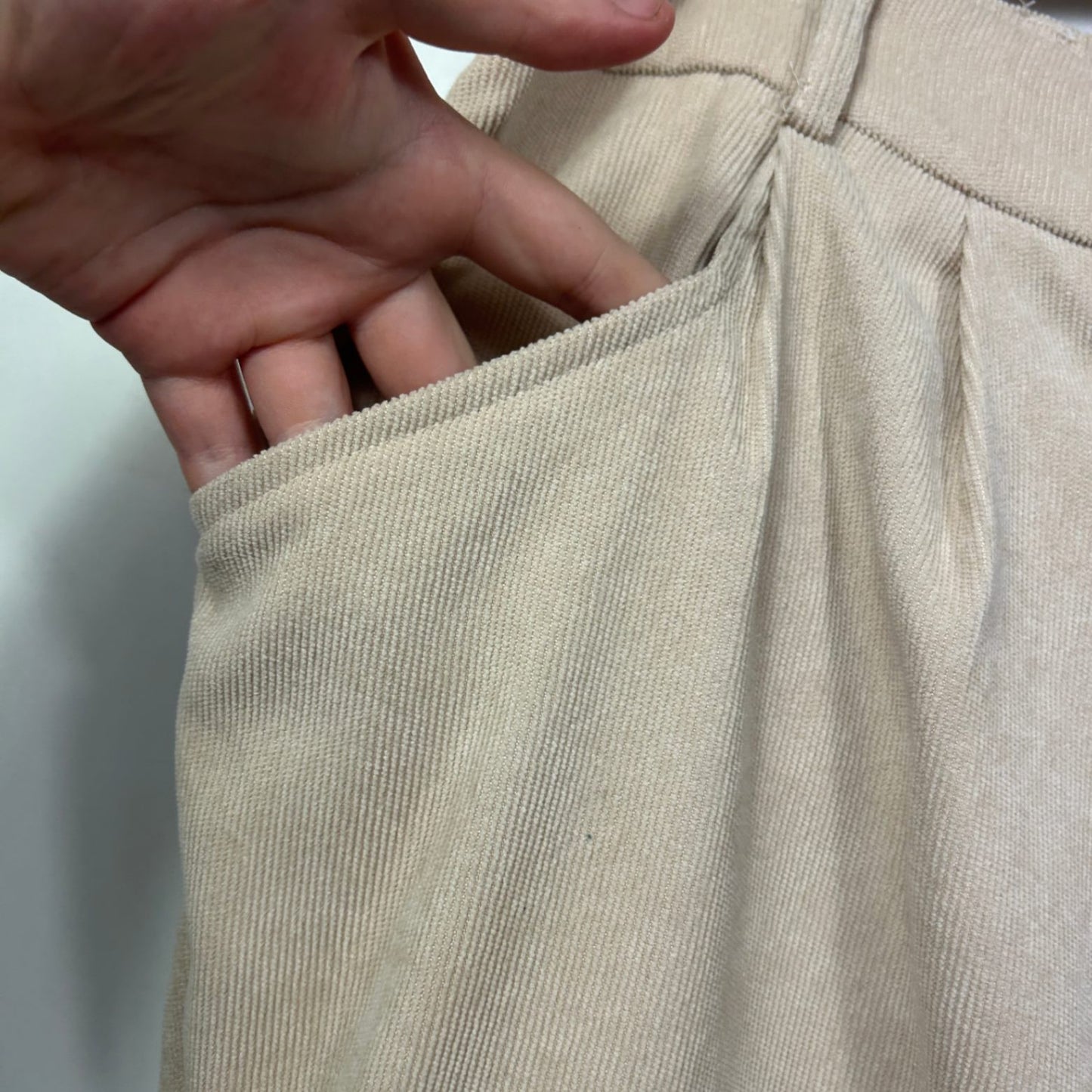 SHEIN Curve Womens Beige Corduroy Wide Leg Trousers 3XL