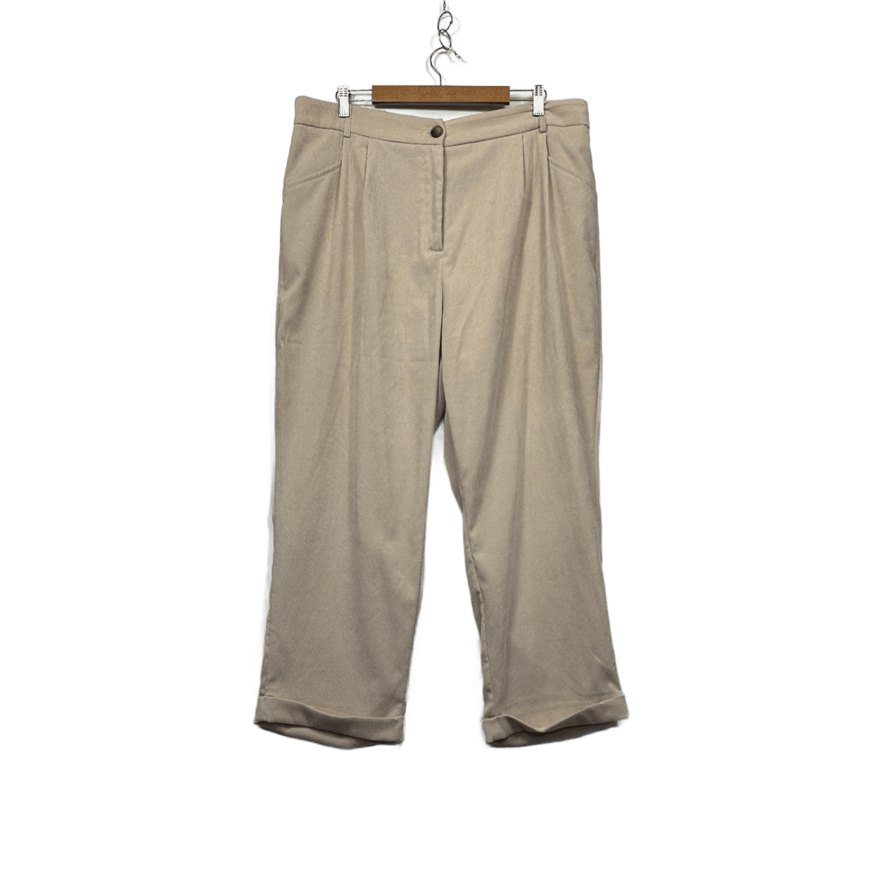 SHEIN Curve Womens Beige Corduroy Wide Leg Trousers 3XL