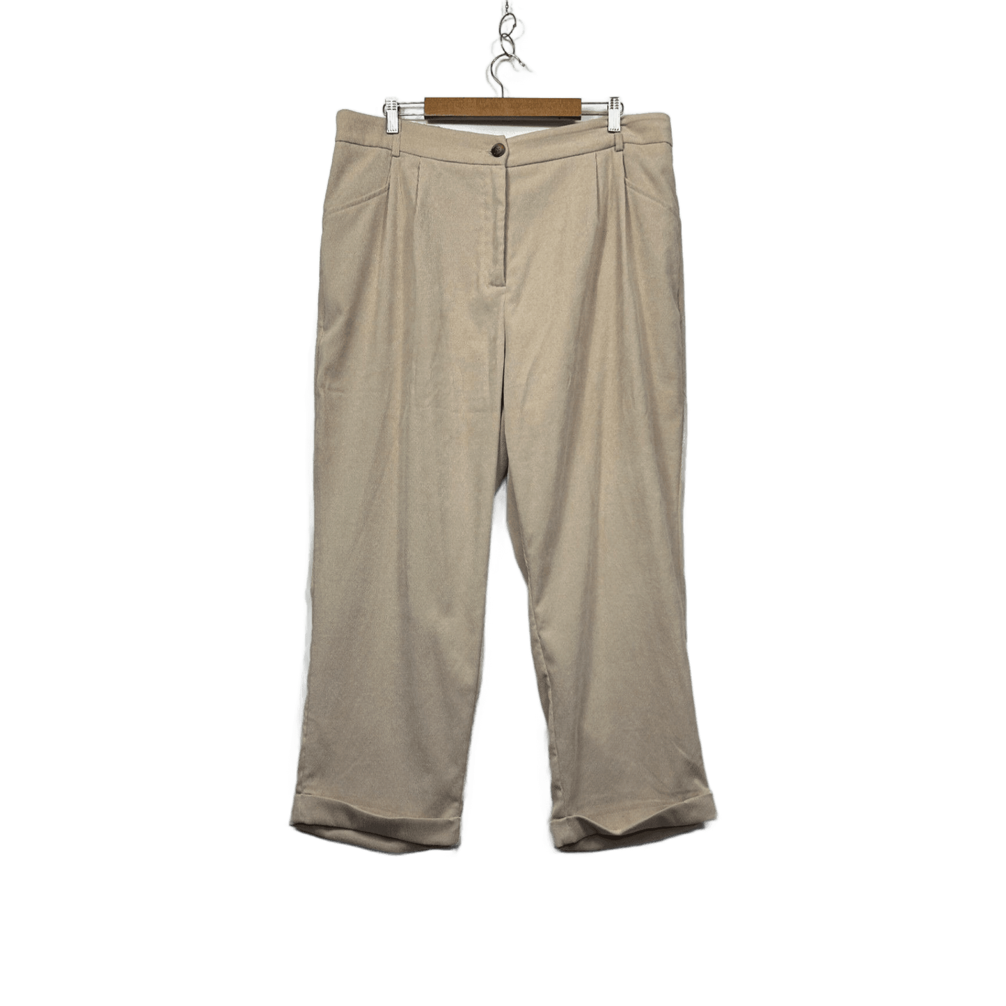 SHEIN Curve Womens Beige Corduroy Wide Leg Trousers 3XL