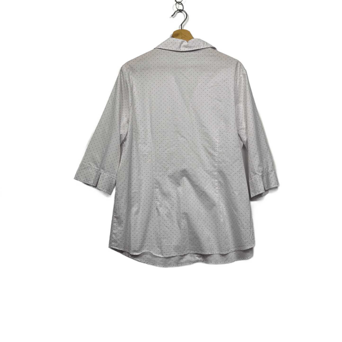 Avella White Pink Polka Dots Button Up Blouse Size 18