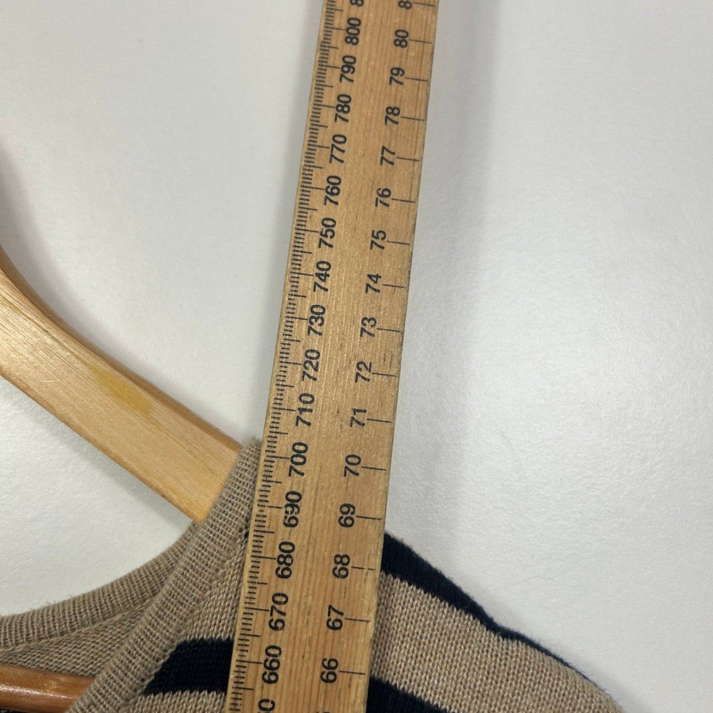 Suzanne Grae Beige Black Cotton Viscose Striped Casual Top Size 14 Large