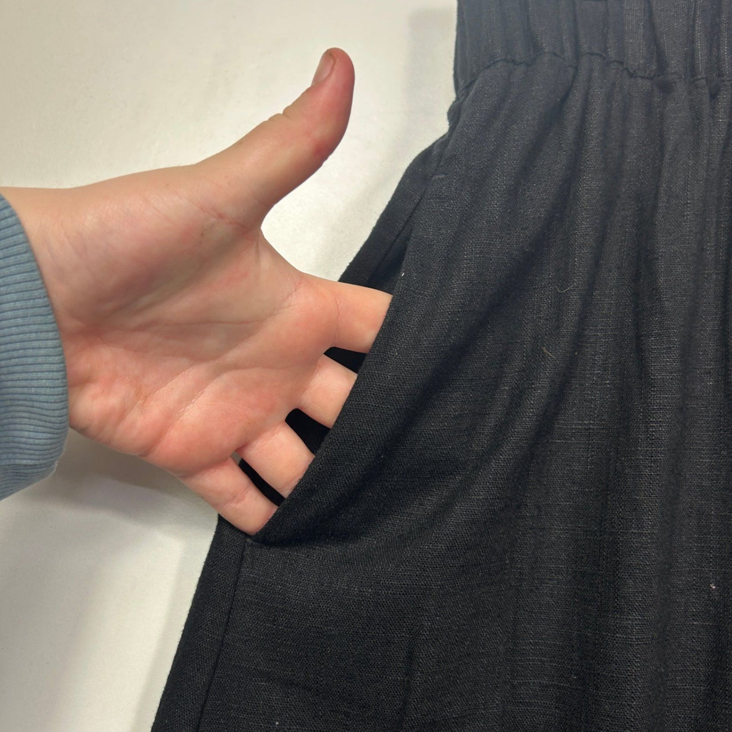 Target Black Linen Blend Maxi Skirt with Pockets Size 14