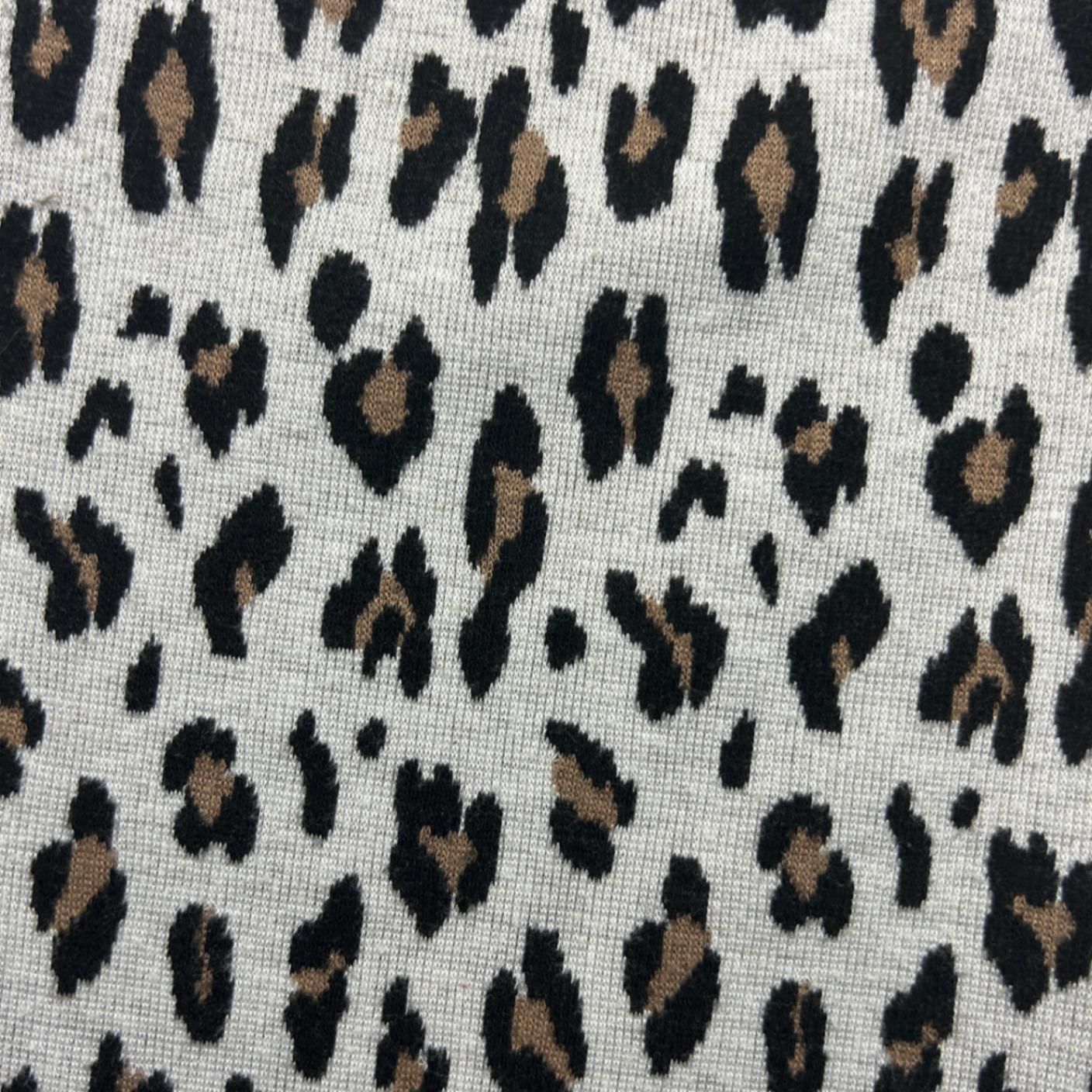 Suzanne Grae Grey Animal Print Cowl Neck Casual Knit Top Size 14 Large Thick